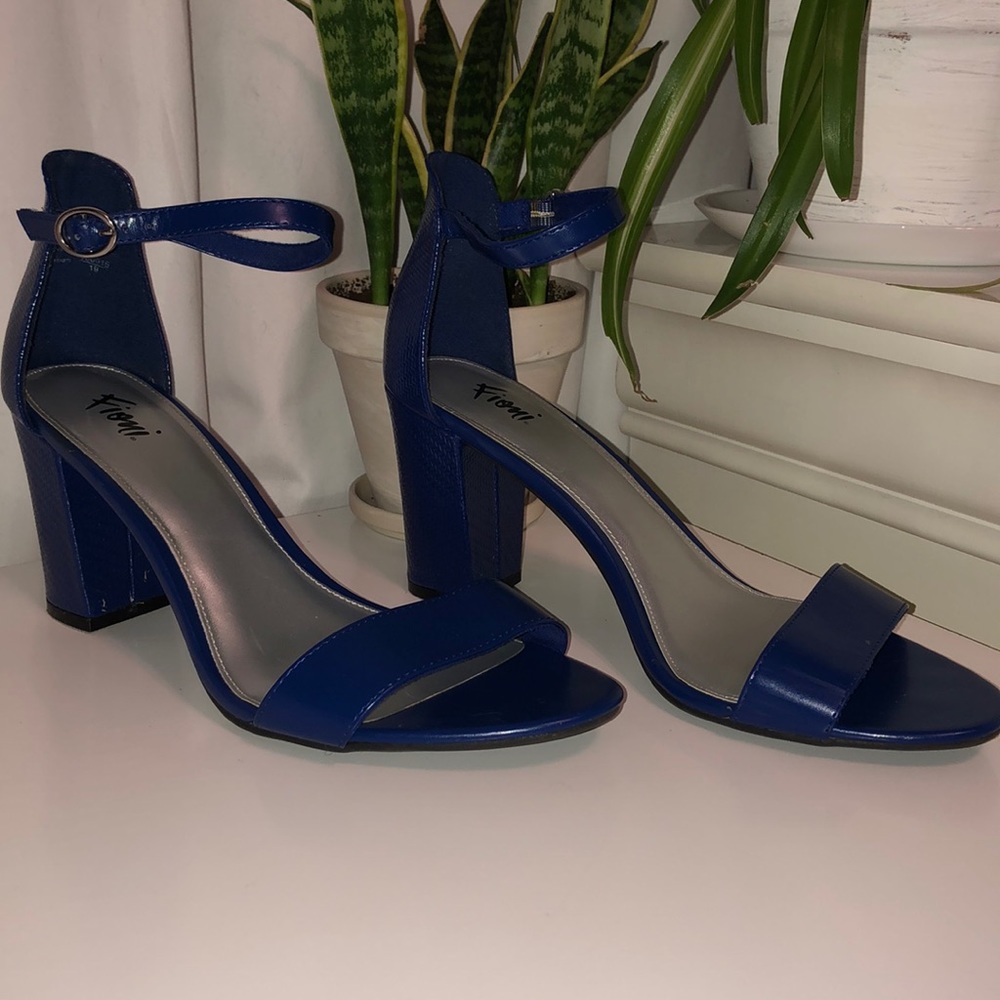Blue Block-Heel Sandals